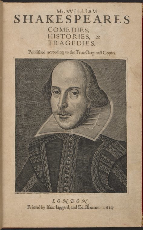 Rare Book Division, The New York Public Library. "Mr. William Shakespeares Comedies, Histories, & Tragedies. (Title page)" The New York Public Library Digital Collections. 1623.