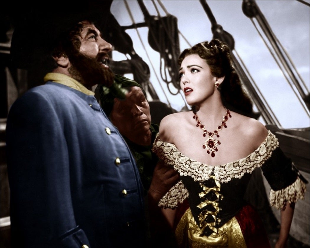 Robert Newton plays the infamous Blackbeard against Linda Darnell's Edwina Mansfield, another pirate's daughter.