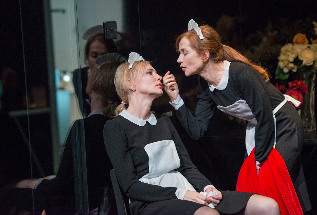 (L-R) Cate Blanchett and Isabelle Huppert in a scene from Sydney Theatre Company's production of "The Maids" by Jean Genet; August 7, 2014 at New York City Center; presented by Lincoln Center Festival 2014.
CAST
Claire Cate Blanchett
Solange Isabelle Huppert
Mistress Elizabeth Debicki
Director Benedict Andrews

