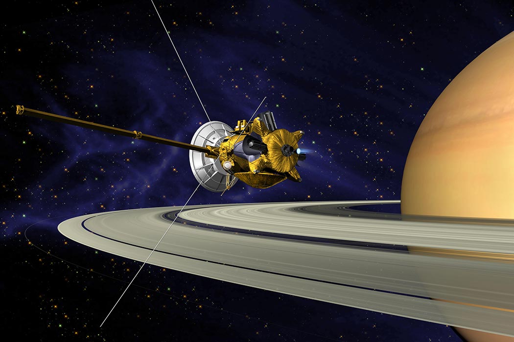 Illustration a satellite orbiting Saturn