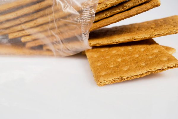 An open pack of graham crackers