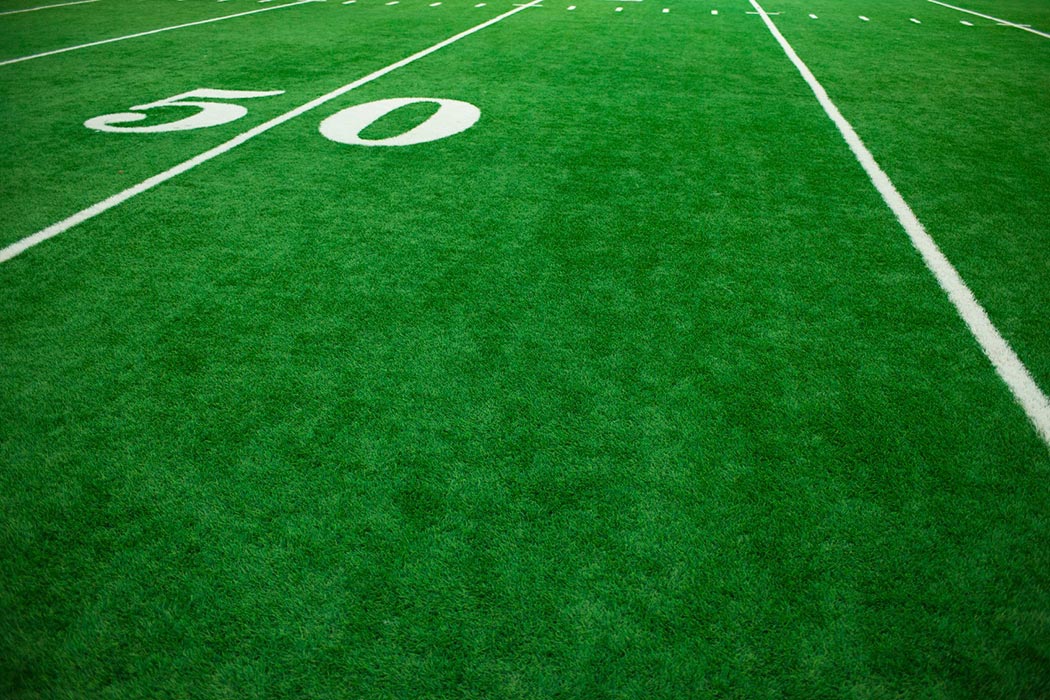 50-yard line on a football field