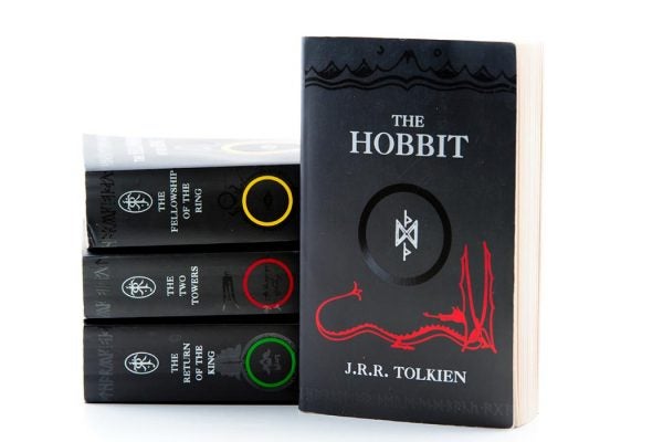 Paperback copies J.R.R. Tolkien's classics: The Hobbit; The Fellowship of the Ring; The Two Towers; and The Return of the King