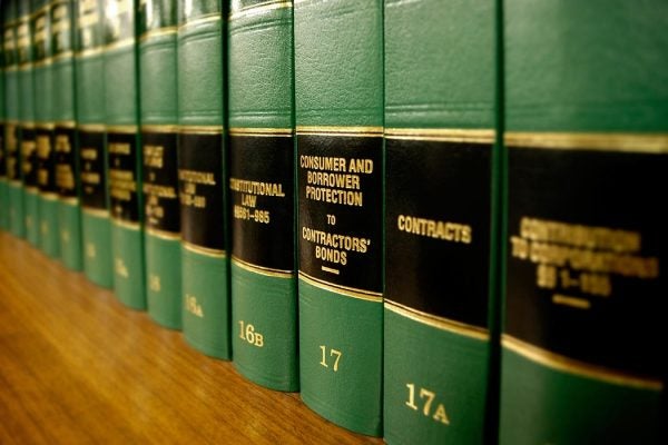 Shelf of law text books