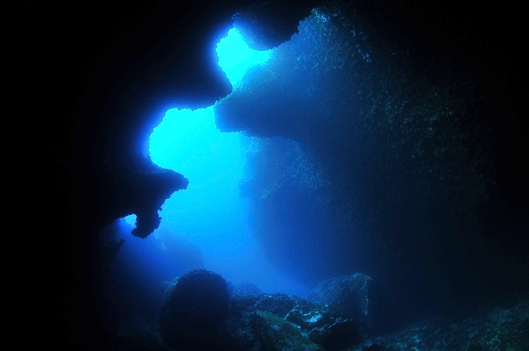A cavern in the deep ocean