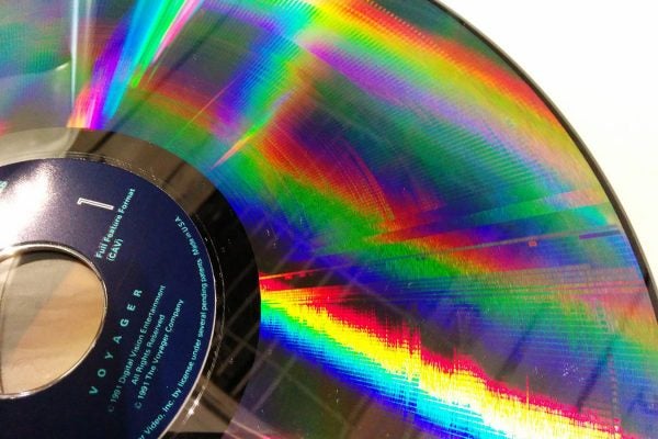 A laserdisc with a rainbow glare