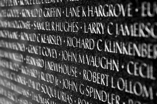 Close-up of the Vietnam Memorial