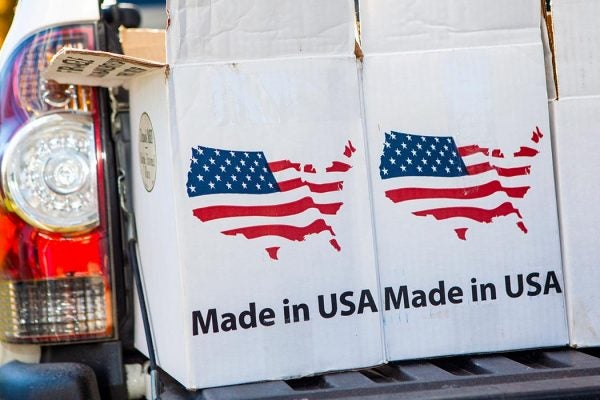 Cardboard Boxes With a Made In America Emblem