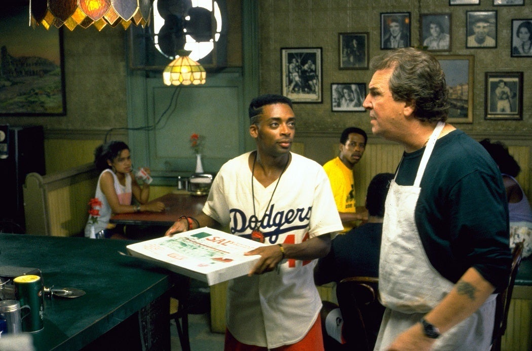 Mookie and Sal in Sal's Pizzeria from "Do the Right Thing".