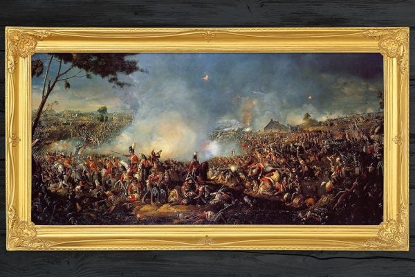 Oil painting of the Battle of Waterloo