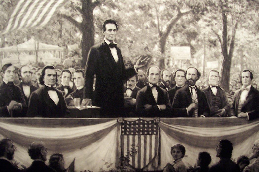 "Lincoln debating Douglas" by Cool10191. Licensed under Public Domain via <a href="https://commons.wikimedia.org/wiki/File:Lincoln_debating_douglas.jpg#/media/File:Lincoln_debating_douglas.jpg" target="_blank">Wikimedia Commons</a>