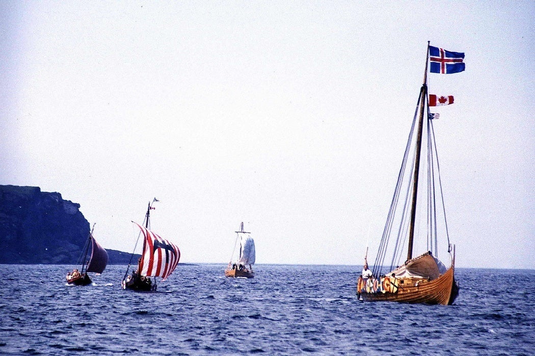 Viking ships at sail