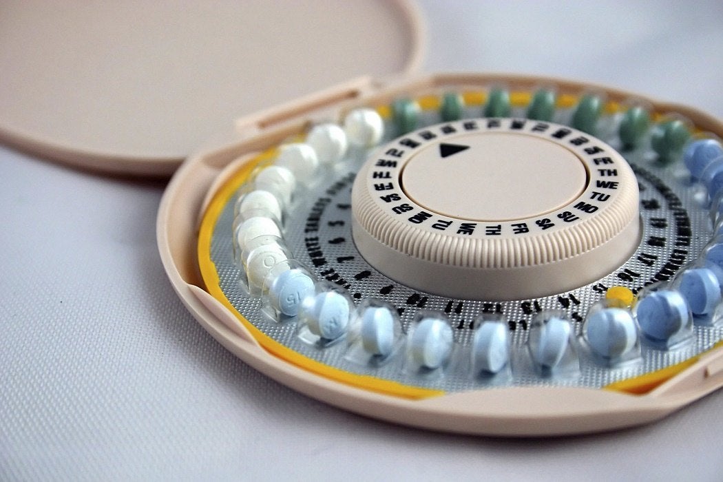 Close-up of a dial pack of birth control pills