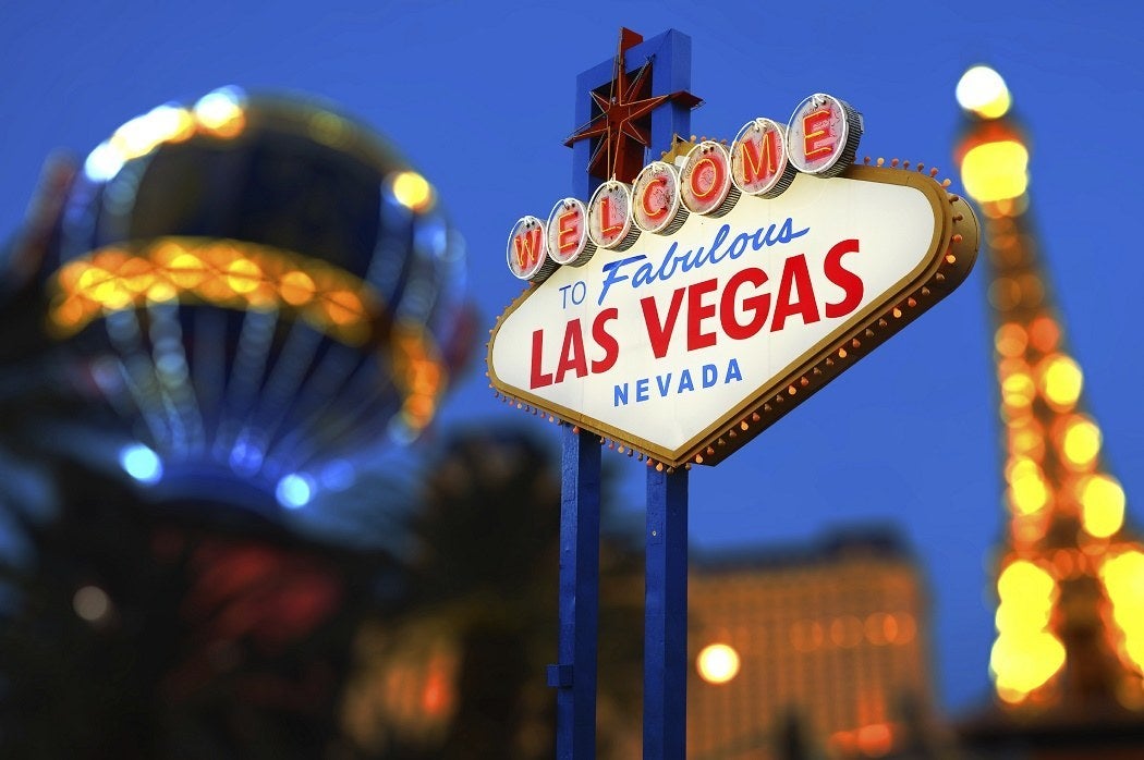 Signage reading, "Welcome to Fabulous Las Vegas Nevada"