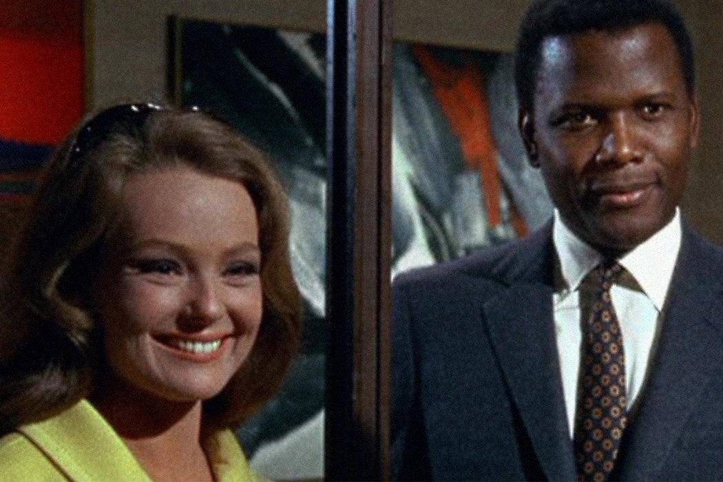 Sidney Poitier and Katharine Houghton in a still from the 1967 film, "Guess Who's Coming to Dinner"