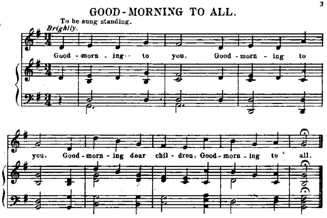 Sheet music for "Good-morning to All"