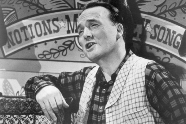 circa 1955:  American humorist and author John Henry Faulk (1913 - 1990), narrates the history of early America in a still from the television program,'They Call It Folk Music.'  (Photo by Hulton Archive/Getty Images)