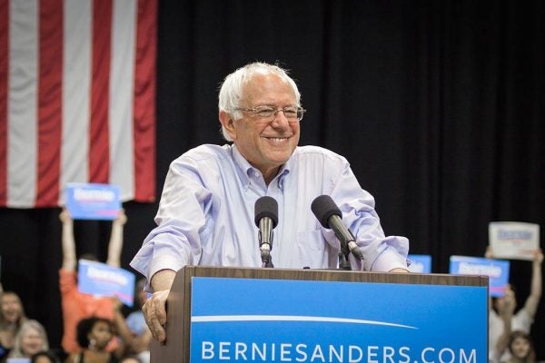 Sanders campaigning in New Orleans, Louisiana, July 2015