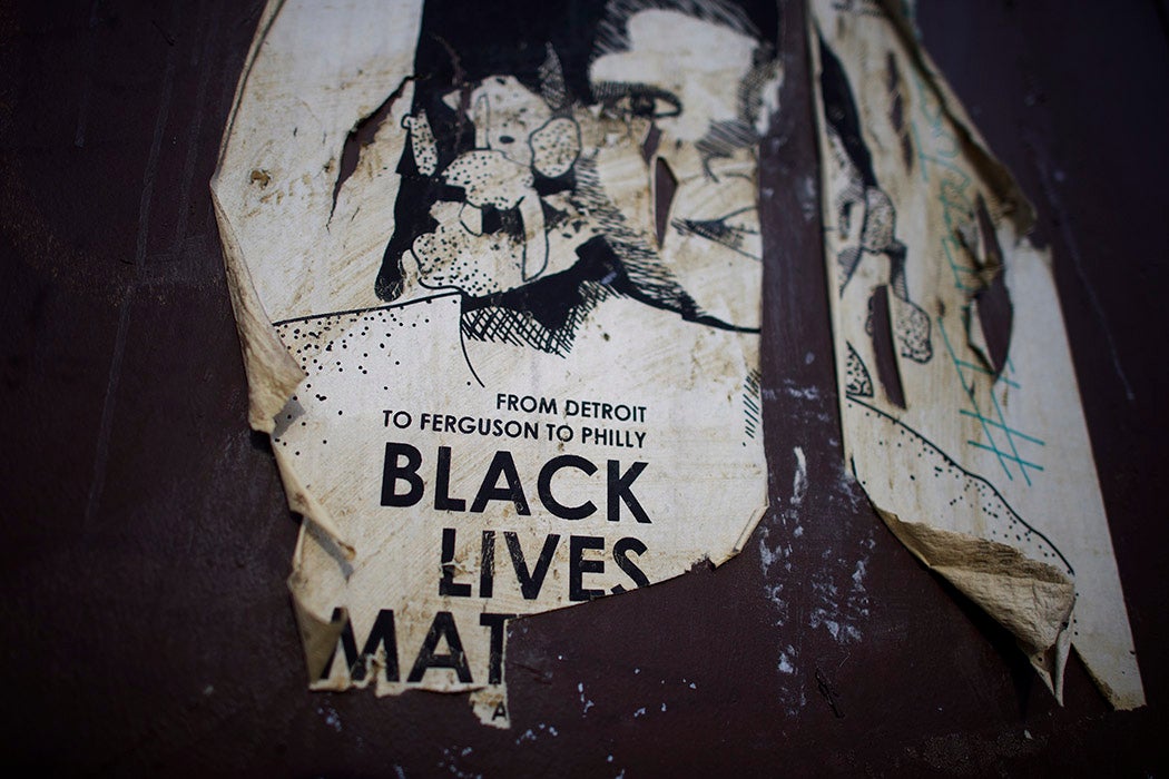 PHILADELPHIA, PA - APRIL 30: A withered poster is seen on the route protestors took to demonstrate over the death of Freddie Gray on April 30, 2015 in Philadelphia, Pennsylvania. Freddie Gray, 25, was arrested for possessing a switch blade knife April 12 outside the Gilmor Houses housing project on Baltimore's west side. According to his attorney, Gray died a week later in the hospital from a severe spinal cord injury he received while in police custody. (Photo by Mark Makela/Getty Images)