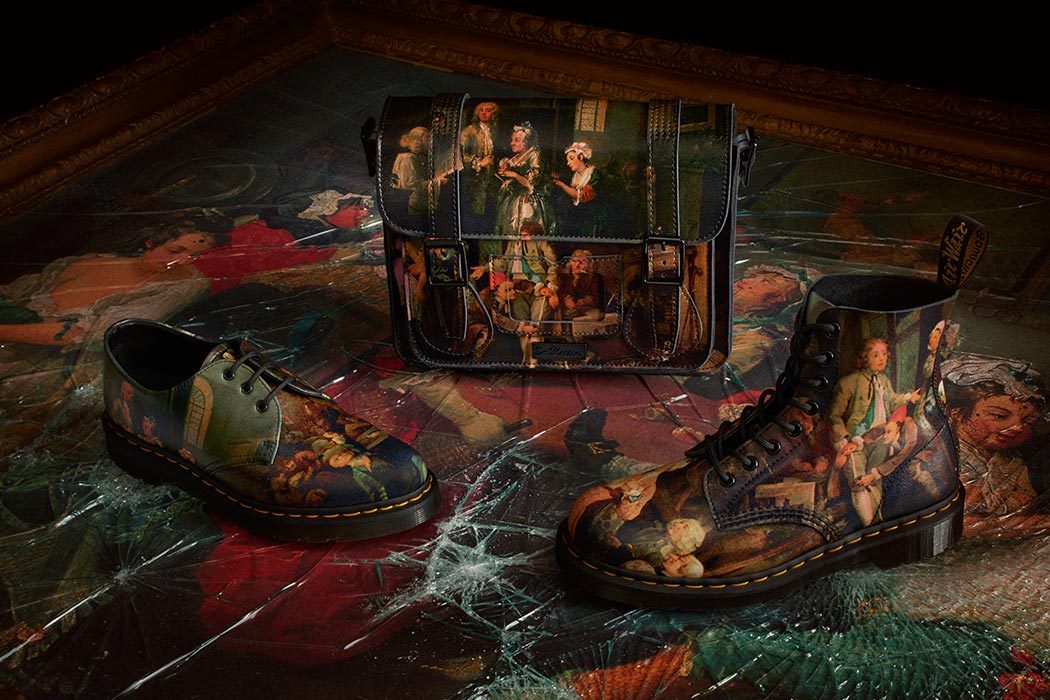 Dr. Martens collaborated with the Soane Museum to depict William Hogarth’s ‘A Rake’s Progress’. Courtesy of Dr. Martens