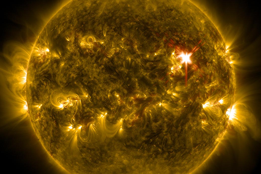 Extreme ultraviolet light streams out of an X-class solar flare