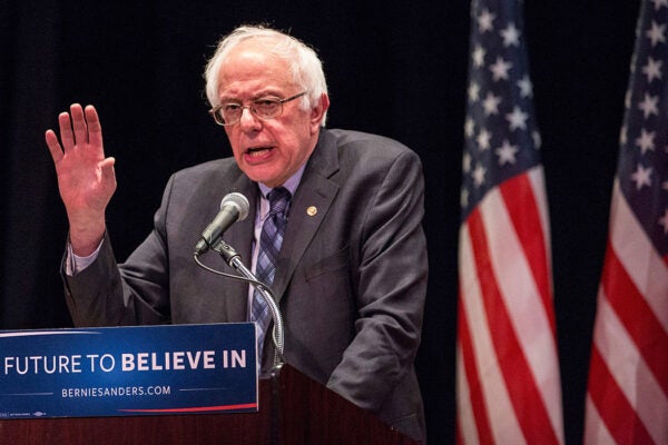 Democratic presidential candidate Sen. Bernie Sanders (I-VT) outlines his plan to reform the U.S. financial sector on January 5, 2016 in New York City.