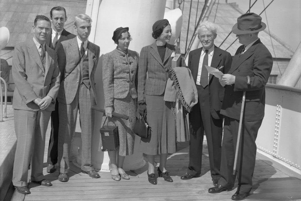 “Expedition team with Te-Ata Fisher arriving at Callao, Peru, 1937,” Coles, Charles H., AMNH Digital Special Collections Courtesy of American Museum of Natural History