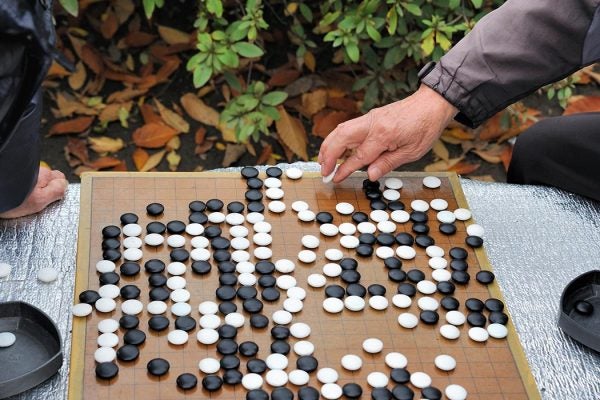 Playing go in the garden