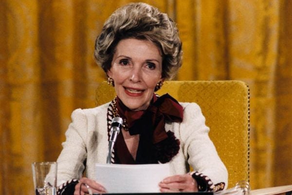 Mrs. Reagan hosts the First Ladies Conference on Drug Abuse, 1985 in the White House East Room