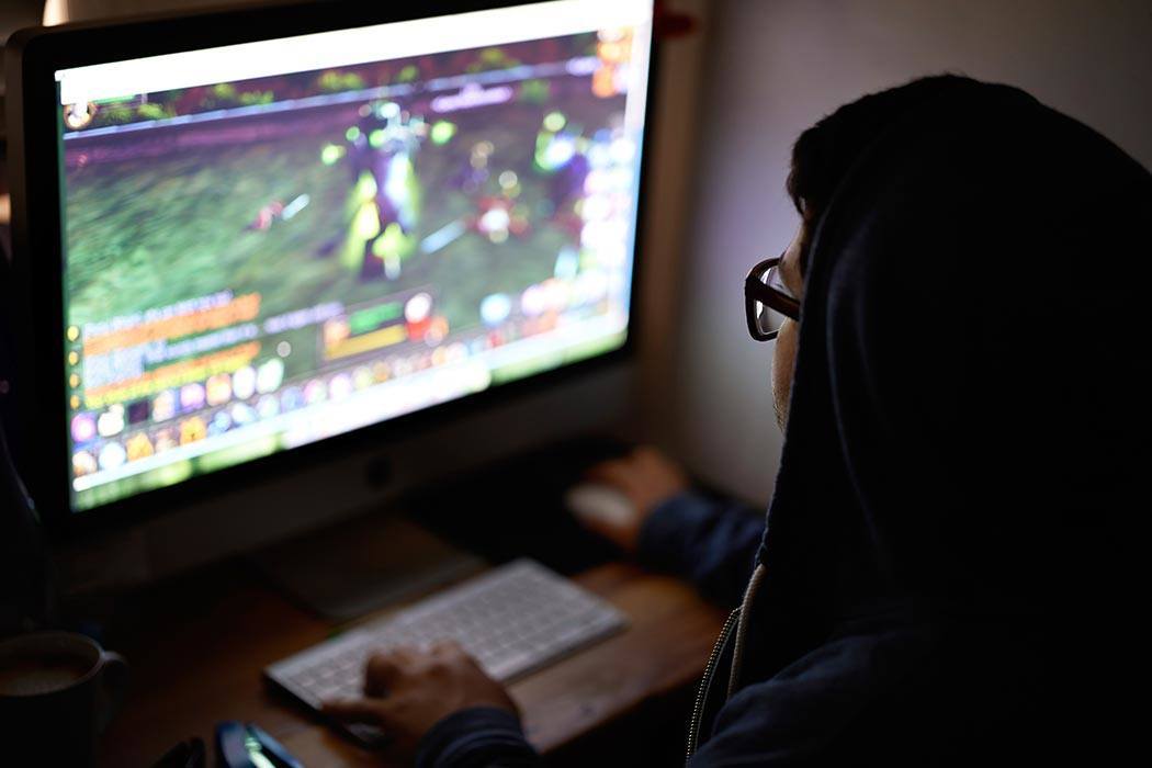 Boy playing a video game.