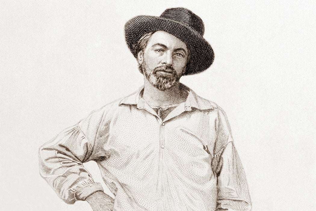 Black and white engraving of Walt Whitman