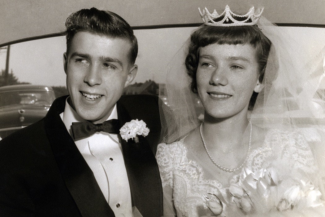A happy newly wed couple in the 1950's.