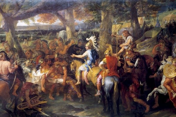 Oil painting of Alexander the Great on his mission to conquer