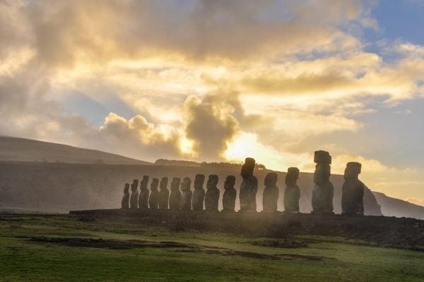 Sunrise at Ahu Tongariki in Easter Island, Chile