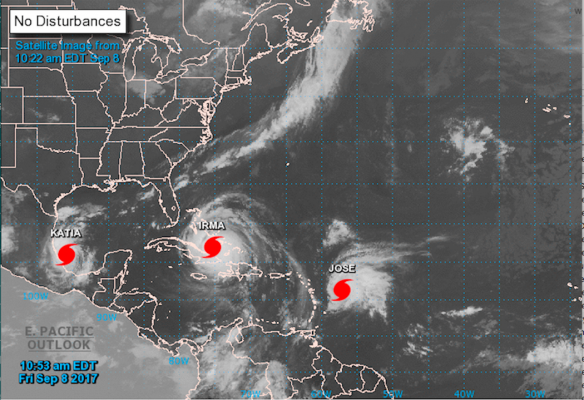 NOAA image of Irma Jose and Katia
