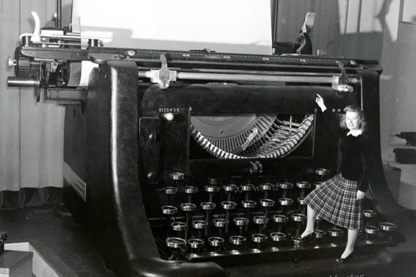 Woman and Giant Typewriter