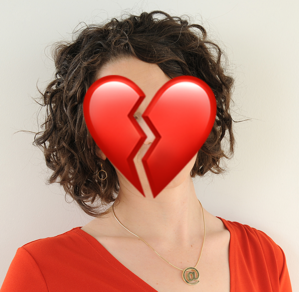 profile photo with broken heart superimposed on face