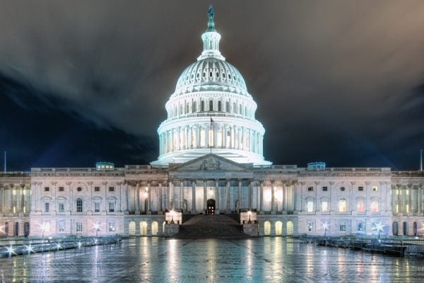 The U.S. Capitol Building at night