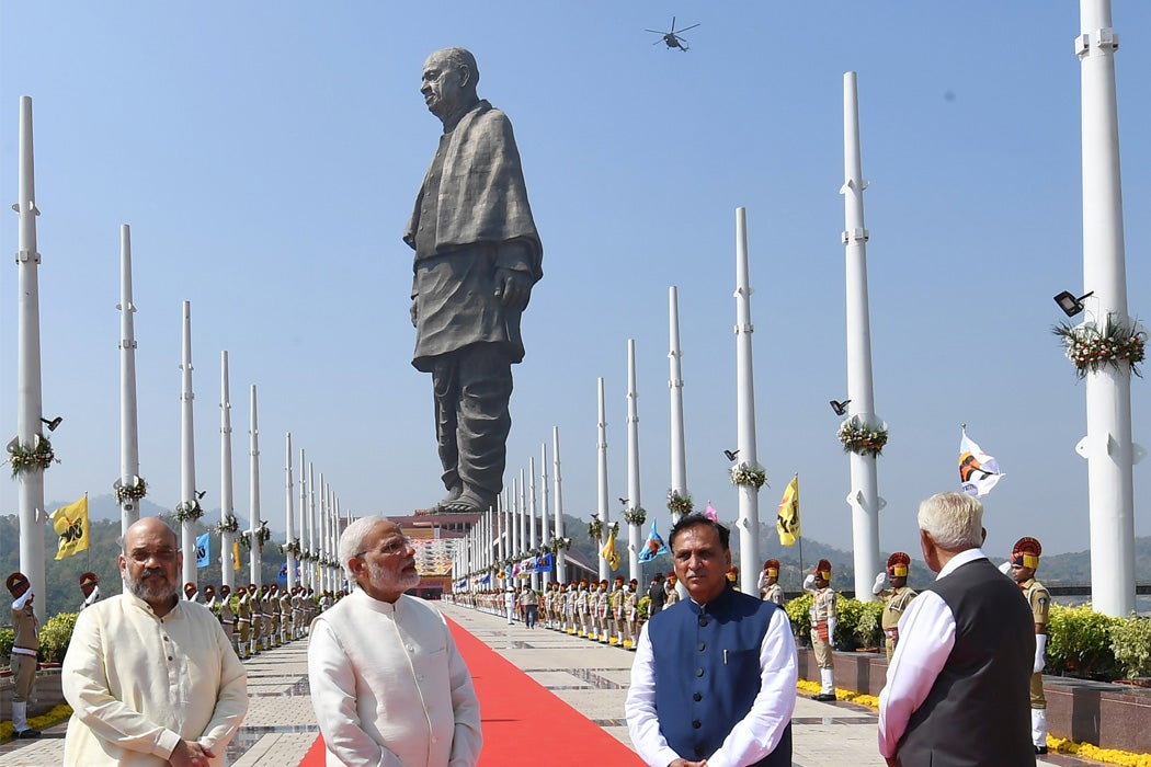 The dedication ceremony of the Statue of Unity in Gujarat, India.