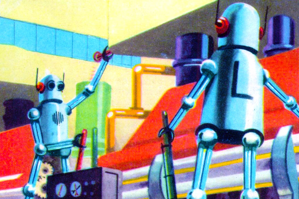 Robots working on a production line.