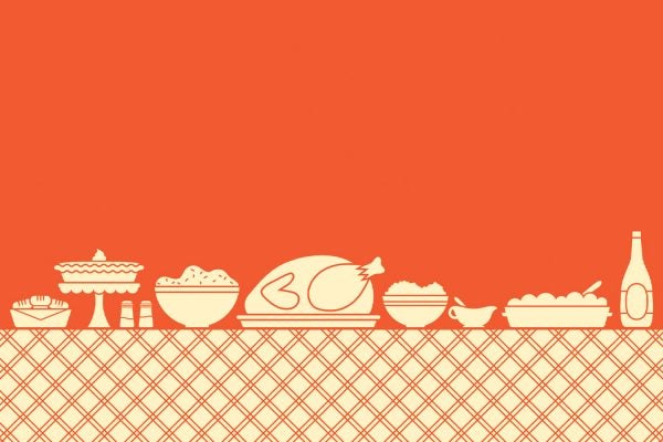 An illustration of a thanksgiving table