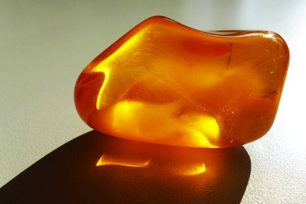 A piece of polished amber