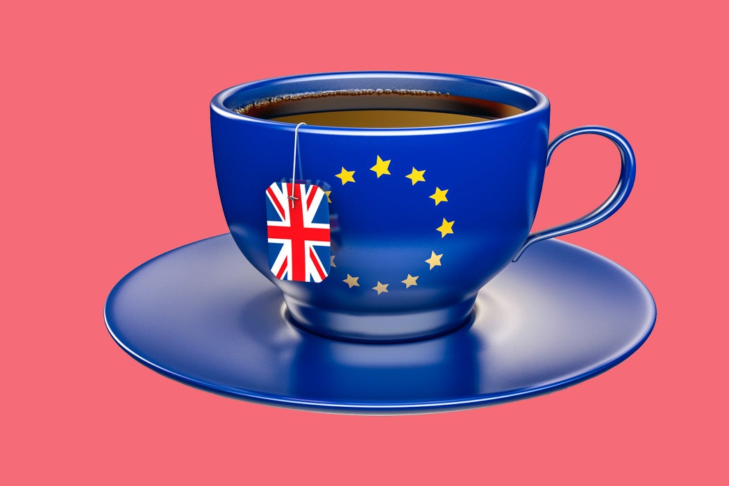 A teacup meant to symbolize Brexit.