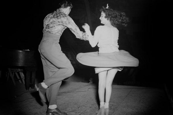 Two teenagers dancing the jitterbug, 1942