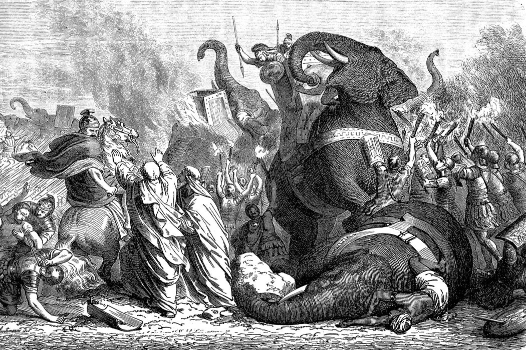 The war elephants of Phyrrus at the battle of Asculum, 279 B.C.