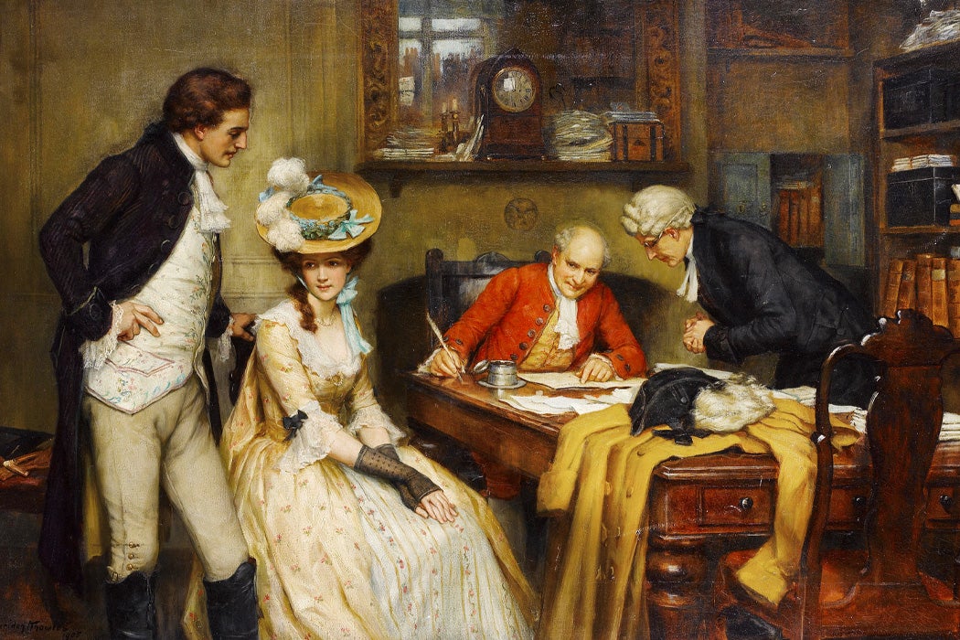 Signing the marriage contract by George Sheridan Knowles, 1905