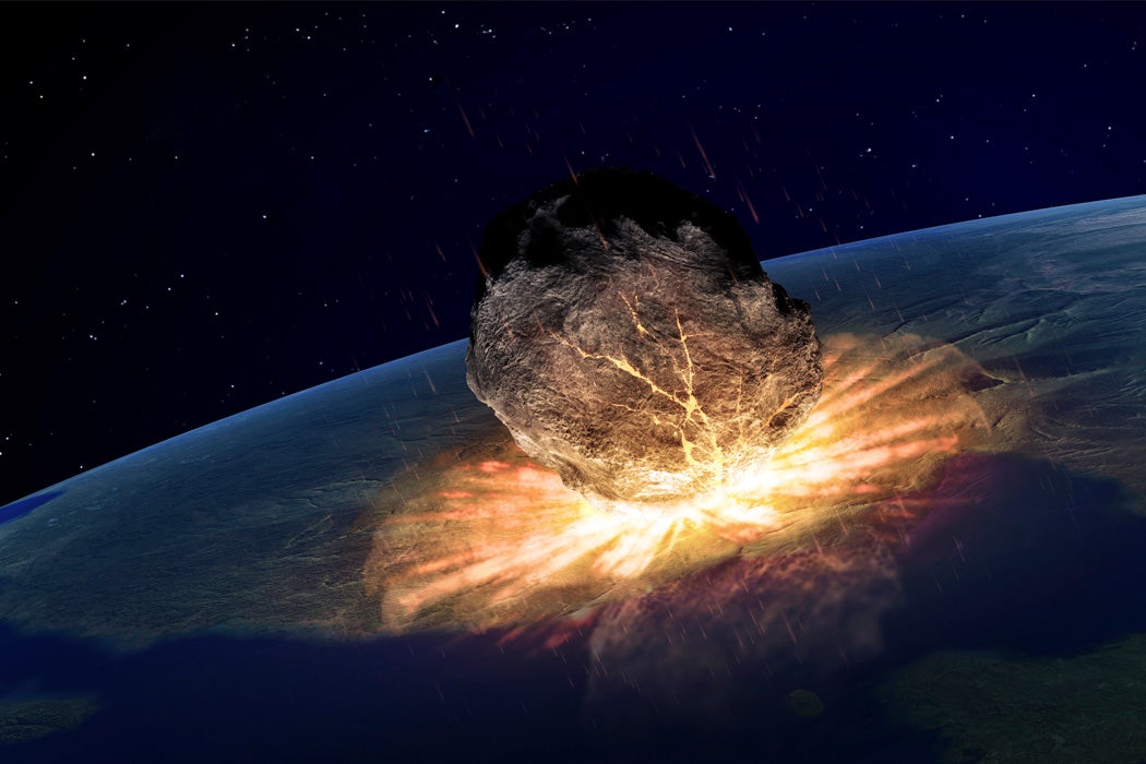 A meteor striking earth