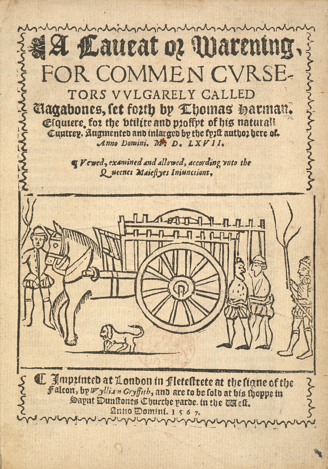 Title page of the 1567 reprint of Thomas Harman’s A Caveat for Common Cursitors