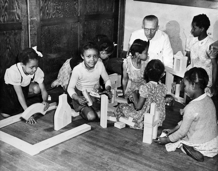 A playroom therapy session at the Lafargue Clinic