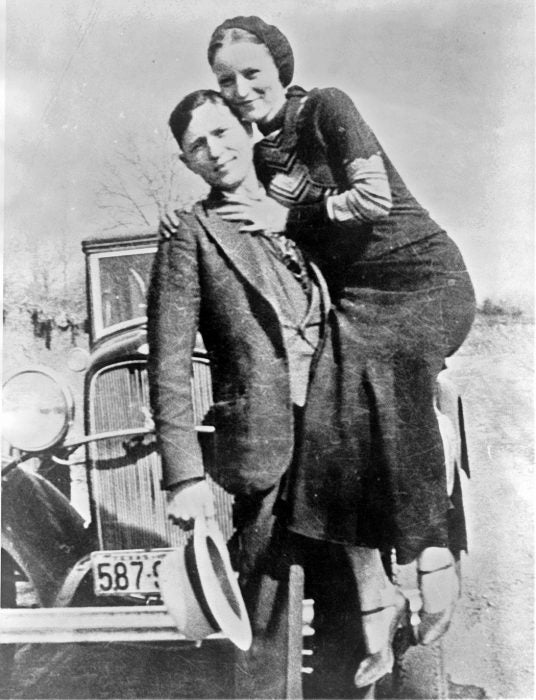 Bonnie Parker and Clyde Barrow, sometime between 1932 and 1934